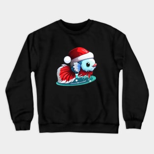 COOL BETTA FISH WITH SANTA HAT - CHRISTMAS Crewneck Sweatshirt